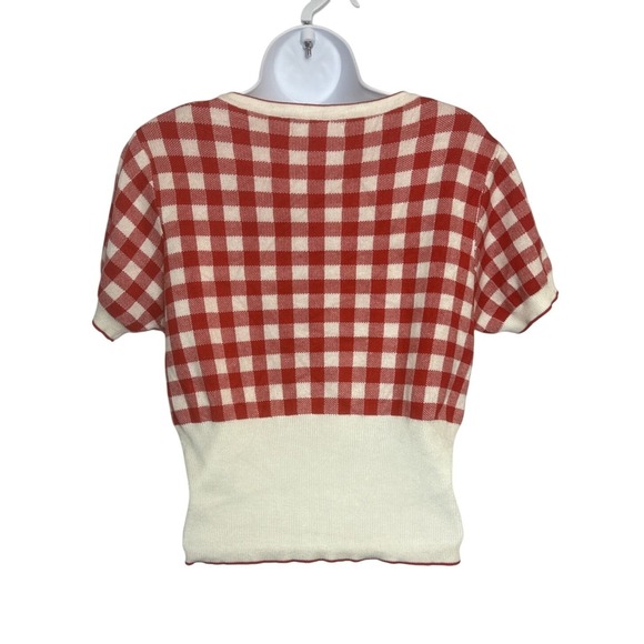 Belle Poque Womens L Cardigan Red White Gingham Cottagecore Retro Rockabilly - Picture 2 of 7